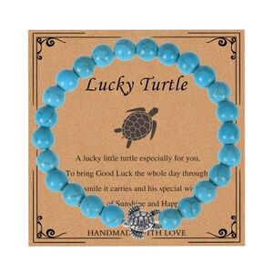 Turtle Turquoise Beaded Stretchy Bracelet